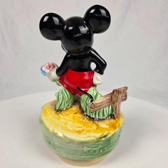 Vintage Disney SCHMID Mickey Mouse Porcelain Music Box Figure - Picture 3 of 5
